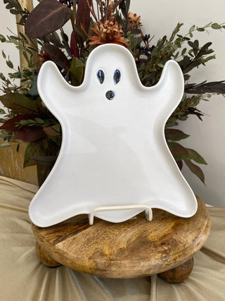 Stoneware Ghost Shaped Plate 8-1/4" x 8-1/4" - Matte White
