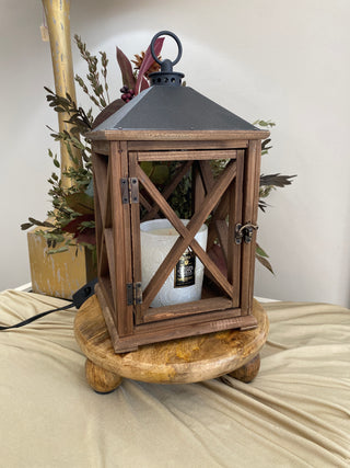 Wooden Candle Warmer Lantern - Weathered Espresso