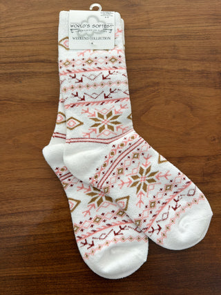 Fair Isle White Multi 899 Holiday Mini Crew - WS Sock