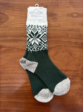 World's Softest Holiday Crew OS Green Ivory