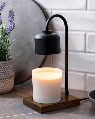 Arched Candle Warmer Lamp - Black/Wood