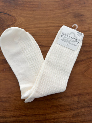 World's Softest Waffle Stripe Crew OS Ivory