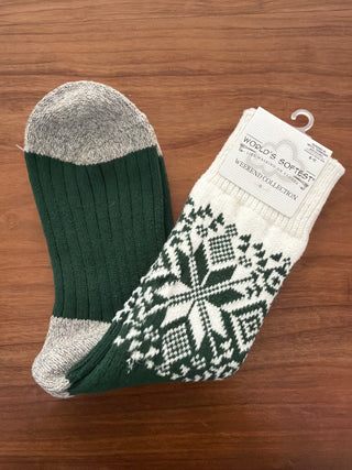 World's Softest Holiday Crew OS Green Ivory