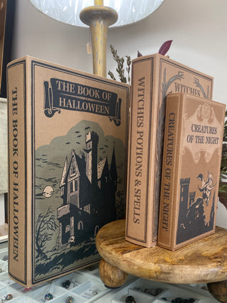 MDF & Linen Halloween Themed Book Storage Boxes, Med - HX1938M