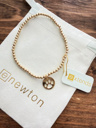 Extends Classic Gold 3mm Bracelet - Paw Print Gold