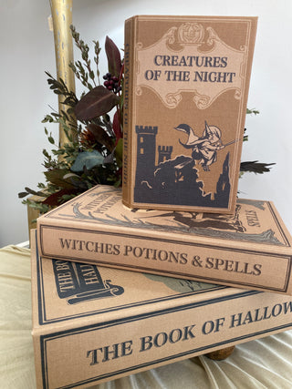 MDF & Linen Halloween Themed Book Storage Boxes, Med - HX1938M
