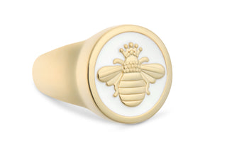Queen Bee All Gold Alpine White 15mm Ring Size 8