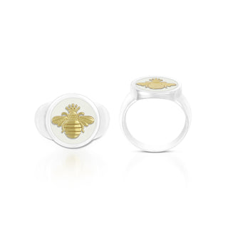 Queen Bee Gold Alpine White 15mm Ring Size 6