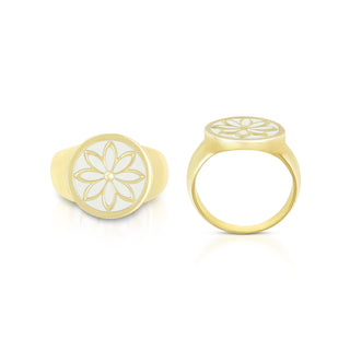 Daisy All Gold Alpine White 15mm Ring Size 8