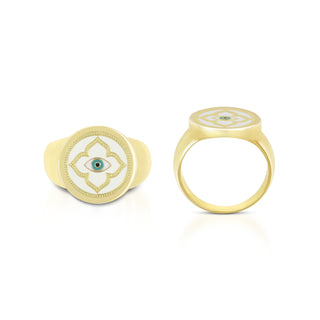 Evil Eye All Gold Alpine White 15mm Ring Size 7