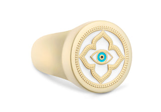 Evil Eye All Gold Alpine White 15mm Ring Size 6