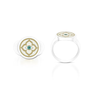 Evil Eye Gold Alpine White 15mm Ring Size 6