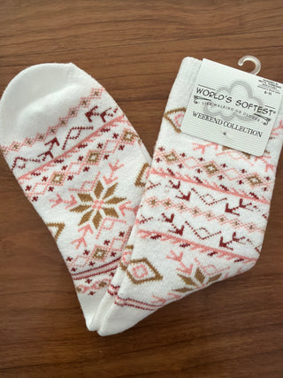 Fair Isle White Multi 899 Holiday Mini Crew - WS Sock