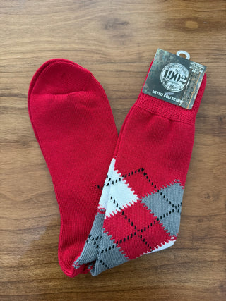 World's Softest 1904 Ragg Argyle Crew OS Crimson