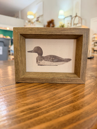 Wooden Duck Decoy Framed Antique Art - 6x4