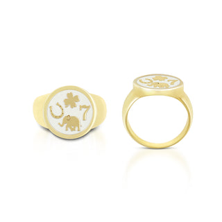Lucky You All Gold Alpine White 15mm Ring Size 7