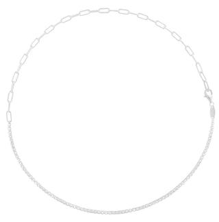 Split Chain: Silver Oval & Rounded Box 3.5mm 18"