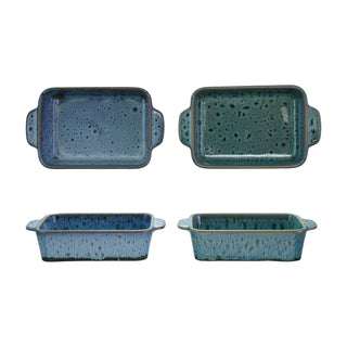 Blue/Teal Rectangle Stoneware Baker