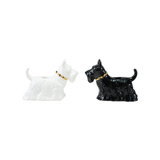 Ceramic Scottie Dog Shaped Taper Holder with Gold Electroplated Collar, 2 Colors