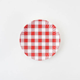 Red Gingham Melamine Plate Set of 4
