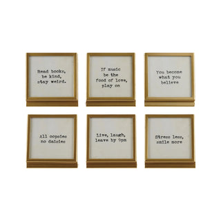 Metal and Glass Frame with Sayings/Gold