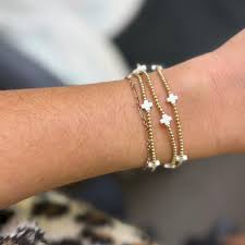 Signature Cross Small Gold Off-White 2mm Bracelet