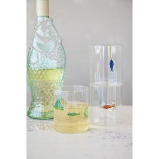 12oz Hand Blown Drinking Glass with Fish Hook/3 styles
