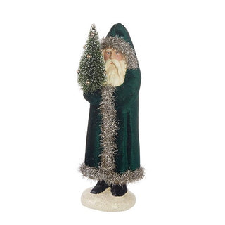 Winter Botanicals 10" Green Velvet Santa