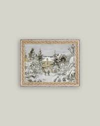 Snowy Stroll Framed Antique Art 10"x8"