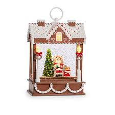 4316916 Santa Musical Lit Water Gingerbread House