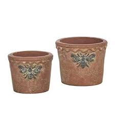 4209833S Terracotta Pot with Bee