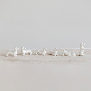 White Stoneware Dog Accent