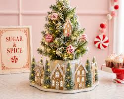 20" Lighted Gingerbread Village Half Tree Collar