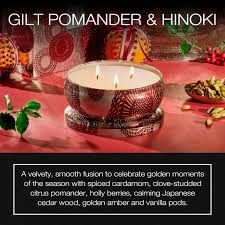 Gilt Pomander & Hinoki 3 wick Tin