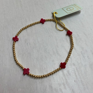 Signature Cross Small Gold Red 2mm Bracelet