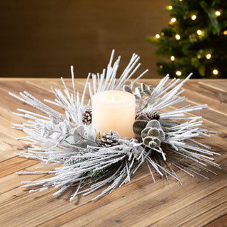CP776 4.5" Flocked Pine Wreath