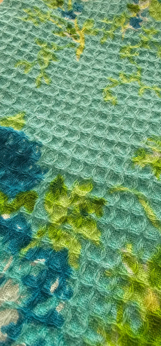 Cottage Rose Turquoise Tea Towel