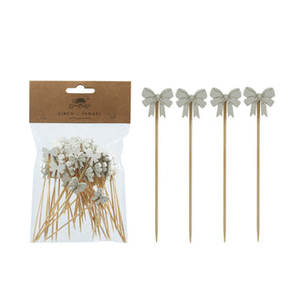 Bamboo Single Use Picks w/ Bow Shaped Handles