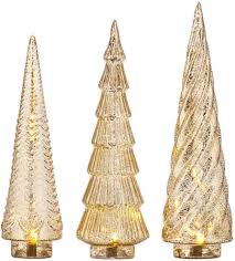 Gold Mercury Glass Lighted Tree 14.25"