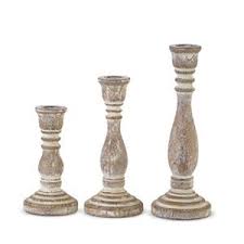 4211086S Wood Embossed Candlestick