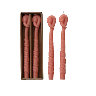 Unscented Peach Flamingo Shaped Taper Candles in Box