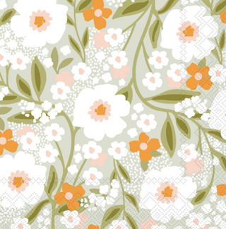Floral Haven Cocktail Napkin - Sage