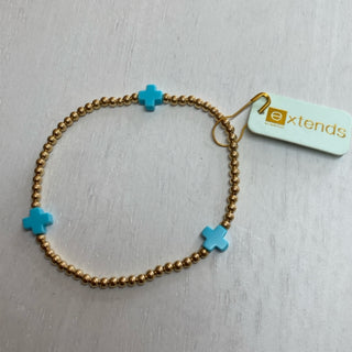 Extends - Signature Cross Gold Turquoise 3mm Bracelet