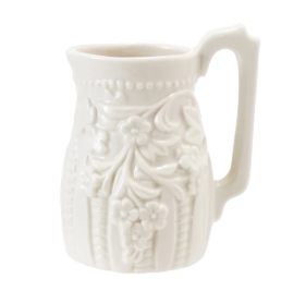 Embossed 2oz Stoneware Vintage Reproduction Creamer - White