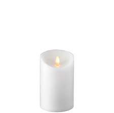 37071 Push Flame White Pillar Candle 3Óx4Ó