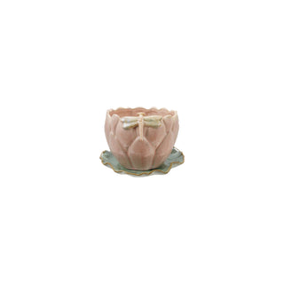 Stoneware Flower Shaped Planter & Saucer