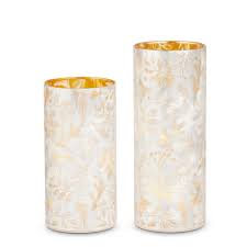 8" Lighted White And Gold Containers Small