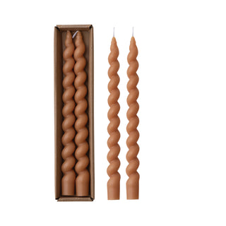 Unscented Tan Twisted Taper Candles in Box