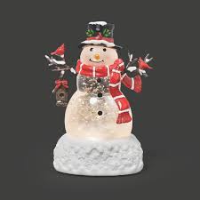 5.75" Lighted Swirl Snowman Mini with Birds