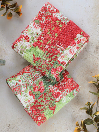 Merry Patchwork Tea Towel Red